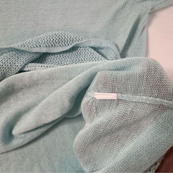 Pure J Jill Aqua Blue Linen Blend Asymmetrical Crochet Hem Tunic Top Size XL - Picture 5 of 10